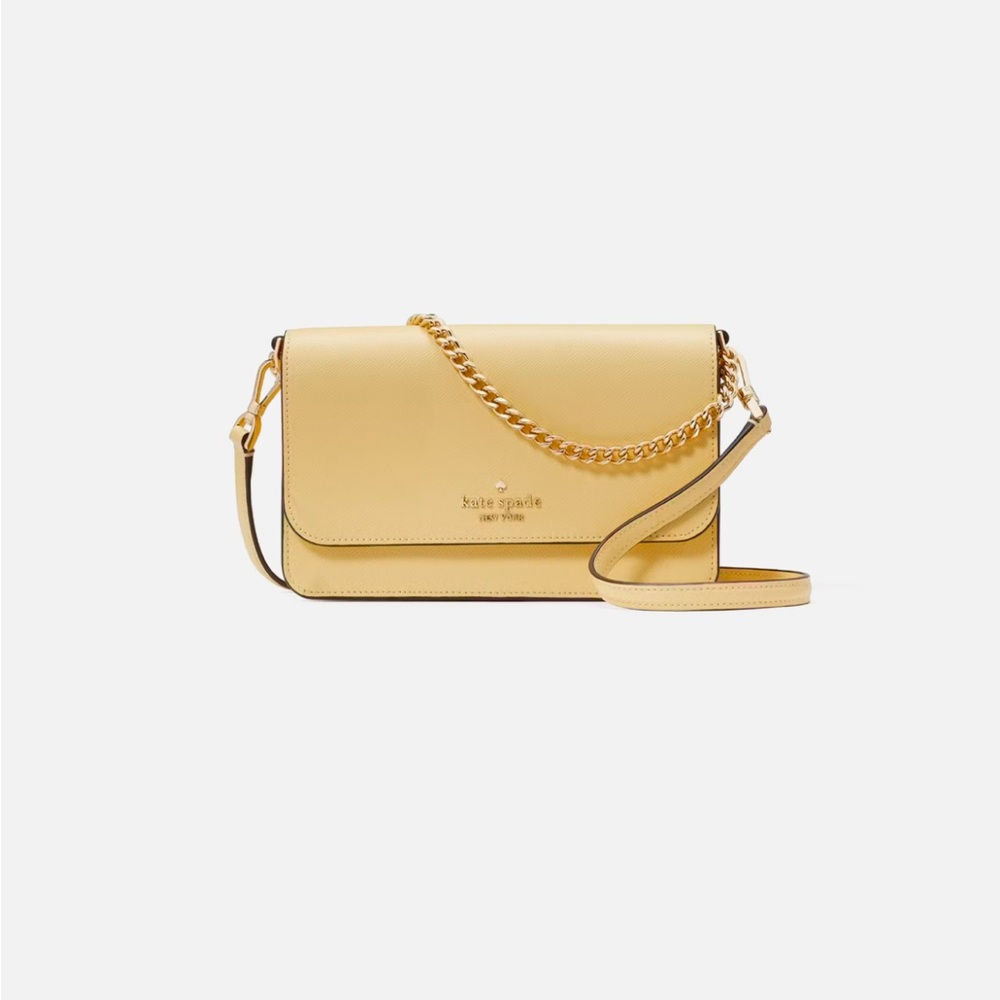 kate spade | Madison Saffiano Leather Small Flap Crossbody Bag in Butter Yellow